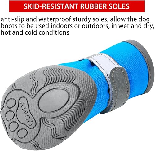Miniatura 4 de QUMY - Botas para perros pequeños y cachorros, a prueba de salpicaduras, para la nieve del invierno, con franja reflectante, suaves y cómodas, con