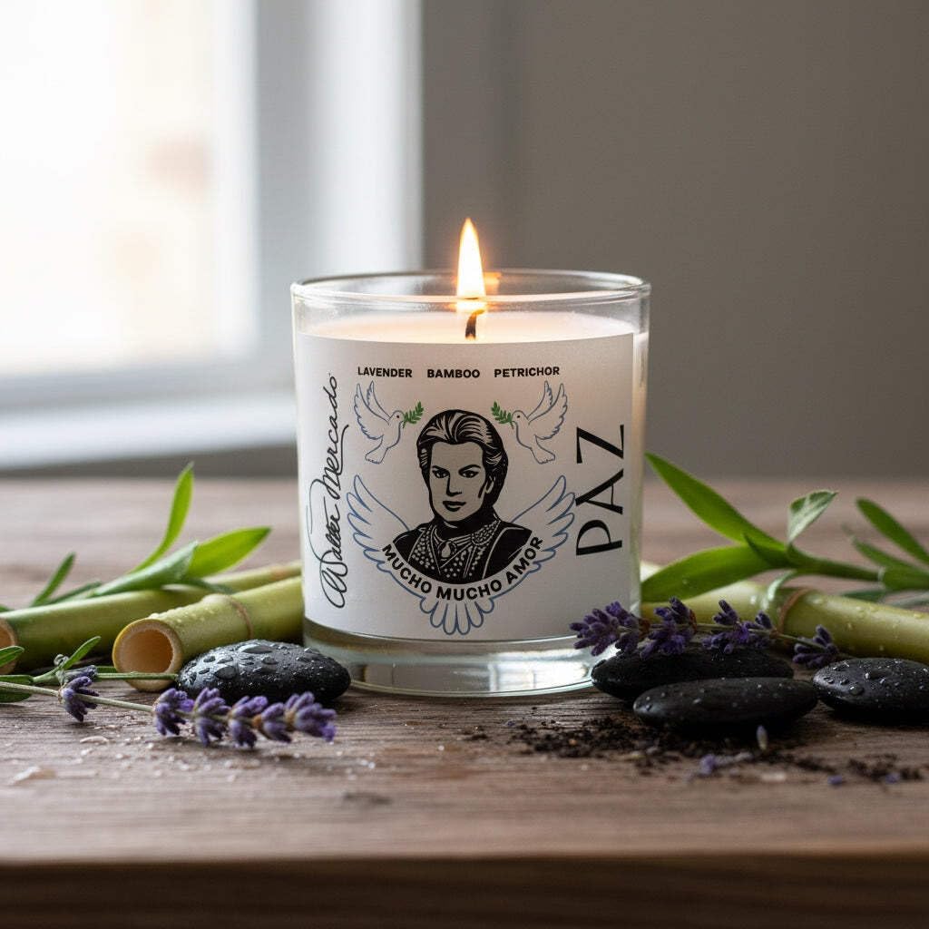 The Official Walter Mercado™ Store Paz - Peace Candle, Lavender Bamboo Petrichor Scent, 8.5 oz, 50-Hour Burn Time, Plant Based Coconut & Apricot Blend Wax
