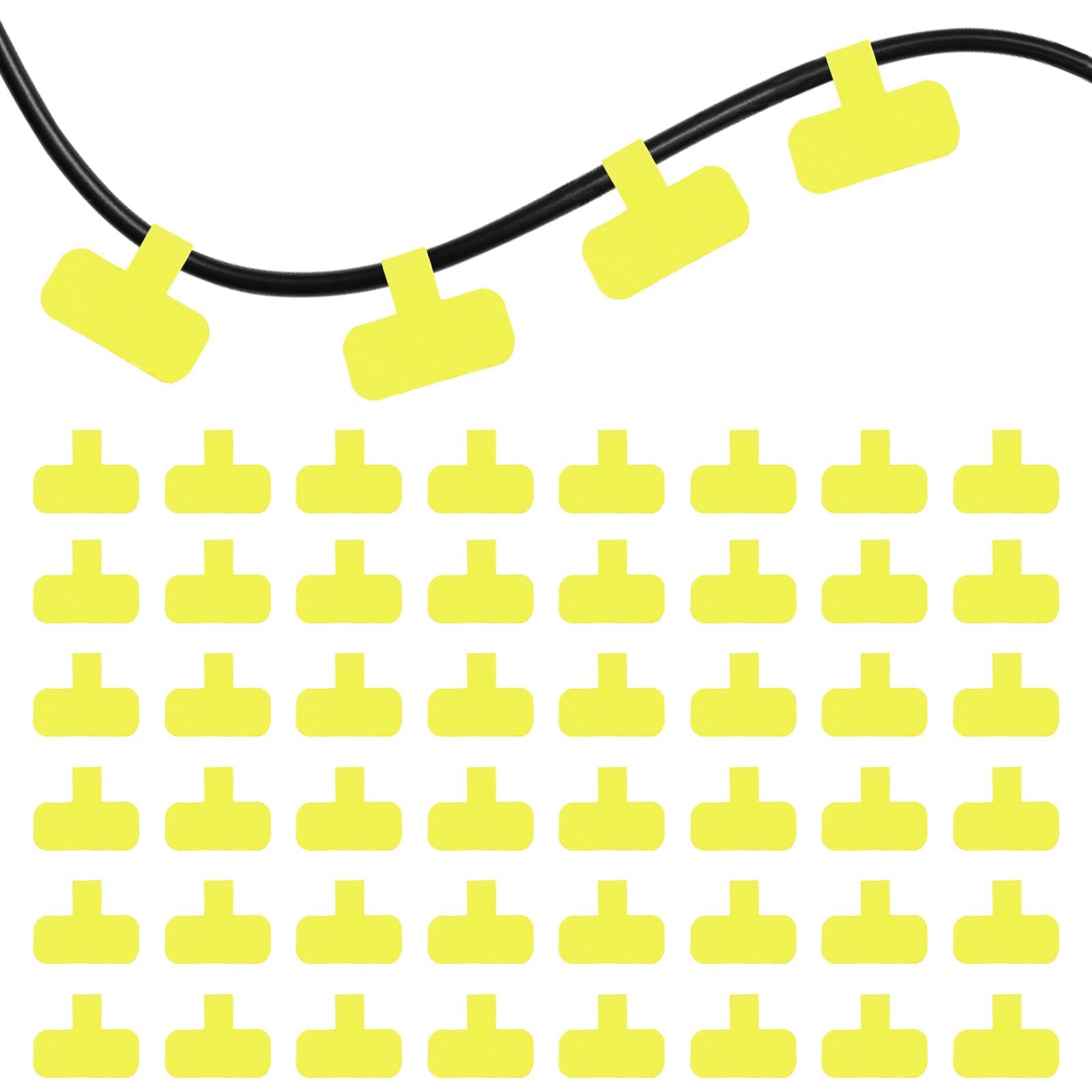PATIKIL 48Pcs Cable Labels Tags, Reusable 60MM Write on Wire Tags Cord Labels Hook Loop Rectangle Cable Ties for Electronics Organize Wire Classify Identification Management, Yellow