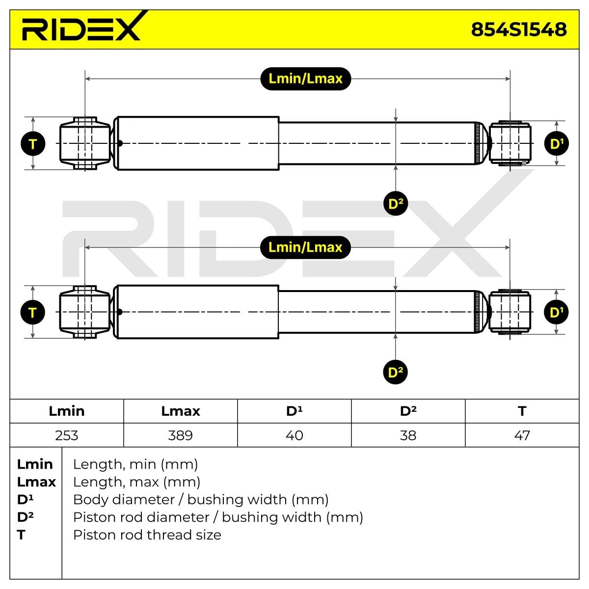 RIDEX 854S1548 2x Ammortizzatore Posteriore