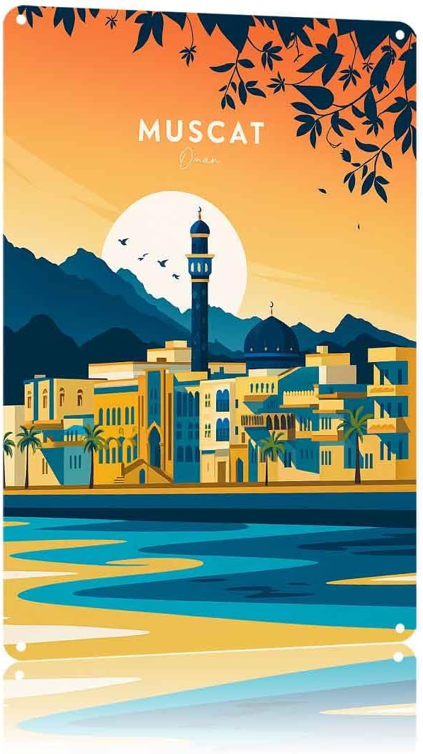 Muscat Oman Vintage Travel Retro Travel Aluminum Metal Sign 8 x 12 Inch