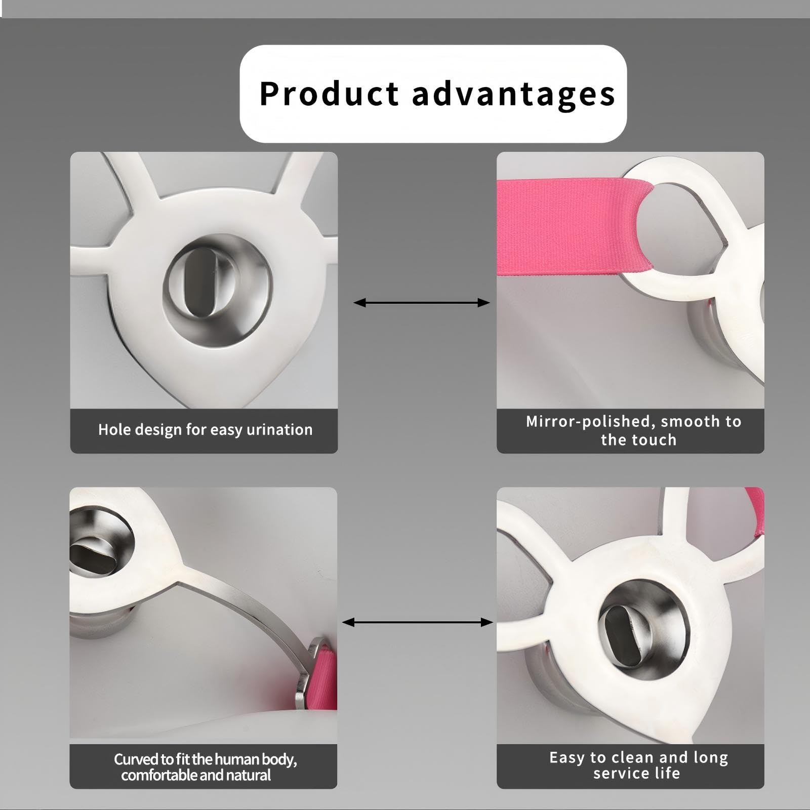 Cage de Chasteté Inversée Cage Chastetée avec Ceinture et Support d'Urinoir pour Exercer le Pénis de l'Homme Jouet Adulte Cage de Chasteté en Acier Inoxydable pour un Transport Facile (Pink)