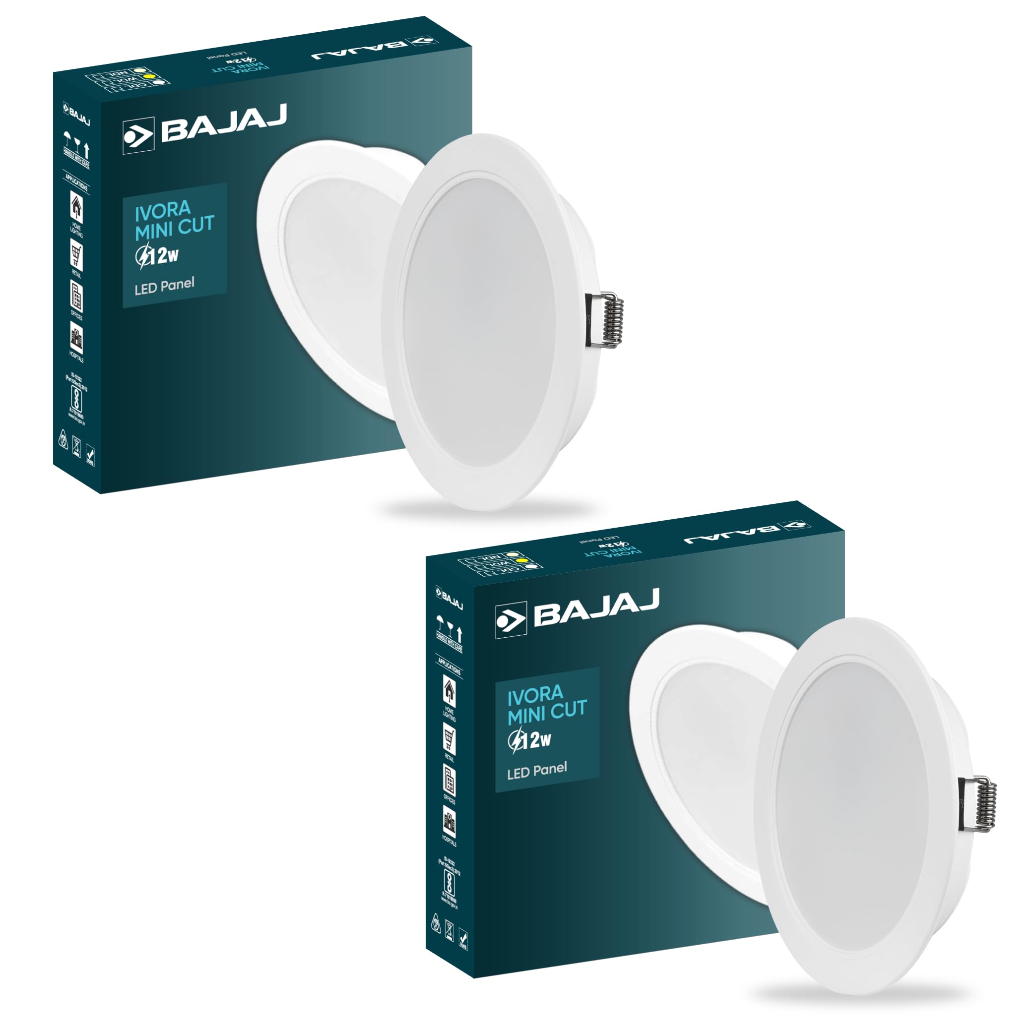 Bajaj Polycarbonate Ivora 12W Recessed Down Light for Ceiling,False Ceiling Required,Cut Out - 4 inch,Cool Day Light,Energy Efficient,2 KV Surge Protection,for Home,Living Room,Bedroom,Pack of 2-image-48