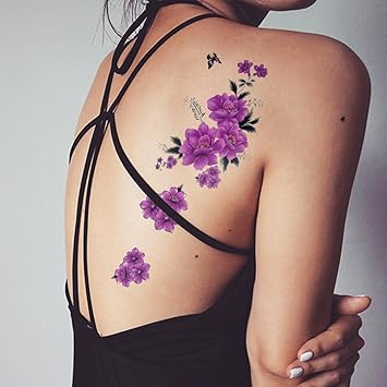 Tafly Butterfly Purple Floral Body Art Waterproof Flower Temporary Tattoo Transfer Sticker 5 Sheets Amazon Ca Beauty Personal Care