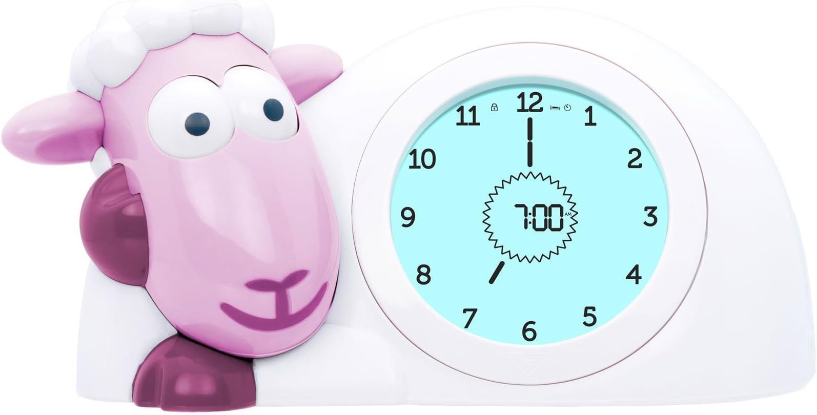 Zazu Kids Sam Sleep Trainer Alarm Clock and Night Light - Pink Sheep Toy