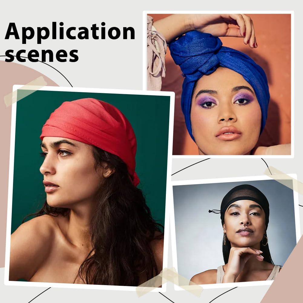 3 Stück 3 Farben Atmungsaktive Hair Weave Hülle für Locs mit Zugband Extra Lange Dehnbare Perücke Unterziehhaube für Frauen Faux Locs Protective Styles Dutt Modisches Komfortables Design