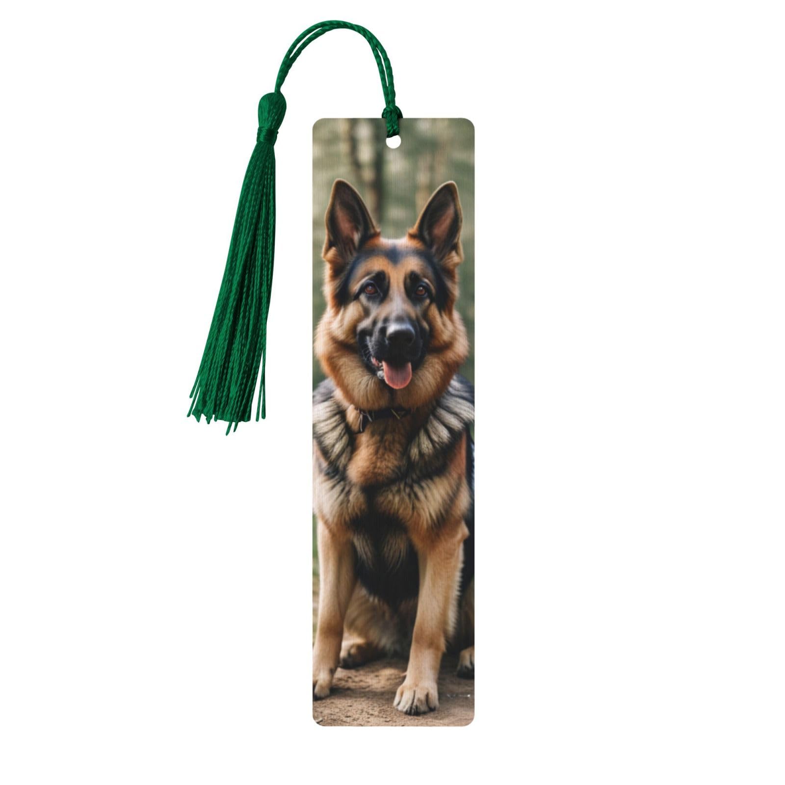Cute Wooden Bookmark for Women and Men,Personalized Animal German Shepherd Print Bookmarks Tassels for Book Lovers