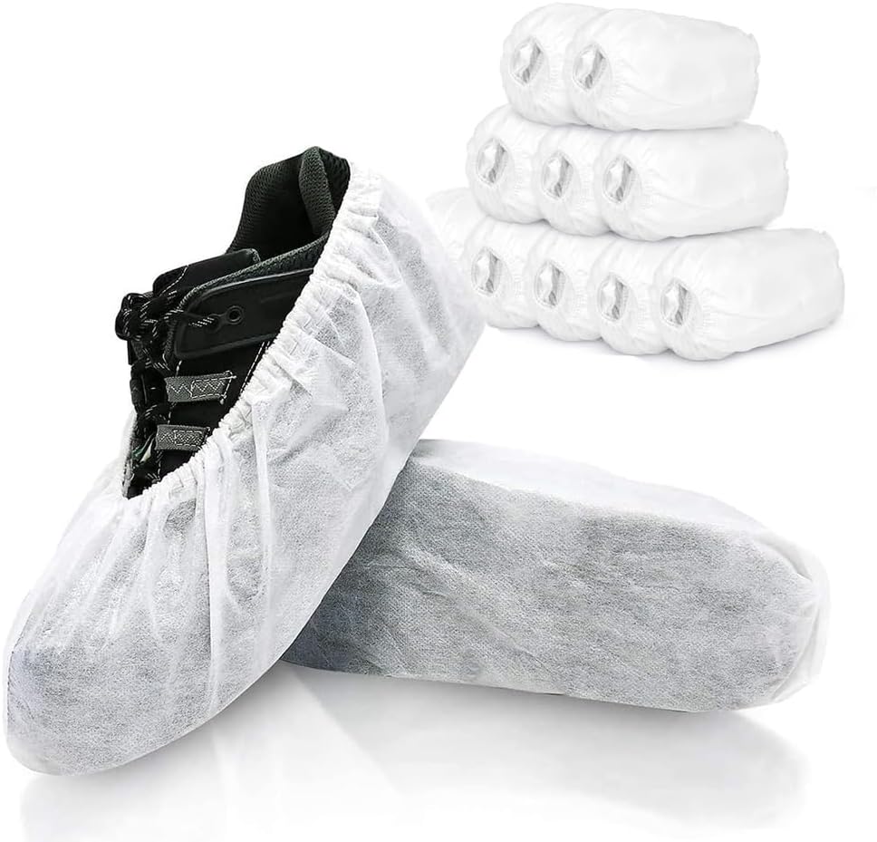 MAKINGTEC Disposable Shoe Covers, 100 Packs (50 Pairs) Boot Covers Non-Slip Shoe Covers for Indoor Shoe Protector Medical Boot Cover Rain Shoes Sneaker Bottom Protector Shoe Cover