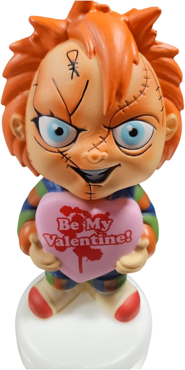 Gemmy Chucky Valentines Day Blow Mold Tabletop Decor with Heart, 12 inches
