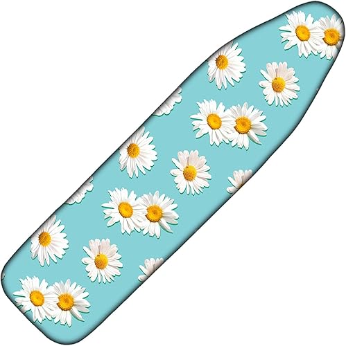 Funda para tabla de planchar de 54 x 15 pulgadas, acolchado grueso resistente, resistente a las manchas y el quemado, bordes elásticos - Margarita