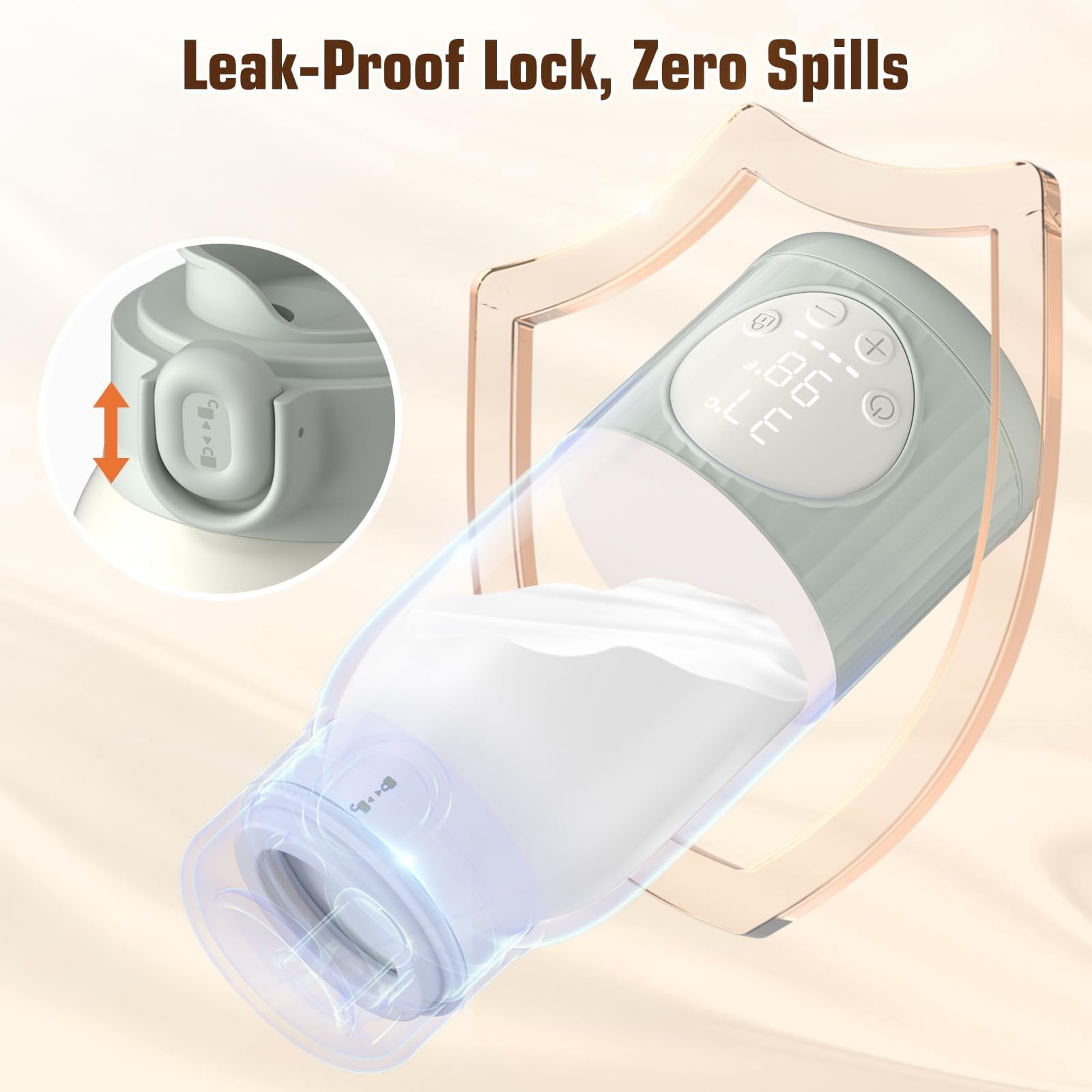 Scaldabiberon da viaggio - Riscaldamento rapido da 100 W e controllo preciso della temperatura per latte materno, formula o acqua, scaldino portatile di grande capacità (grigio)