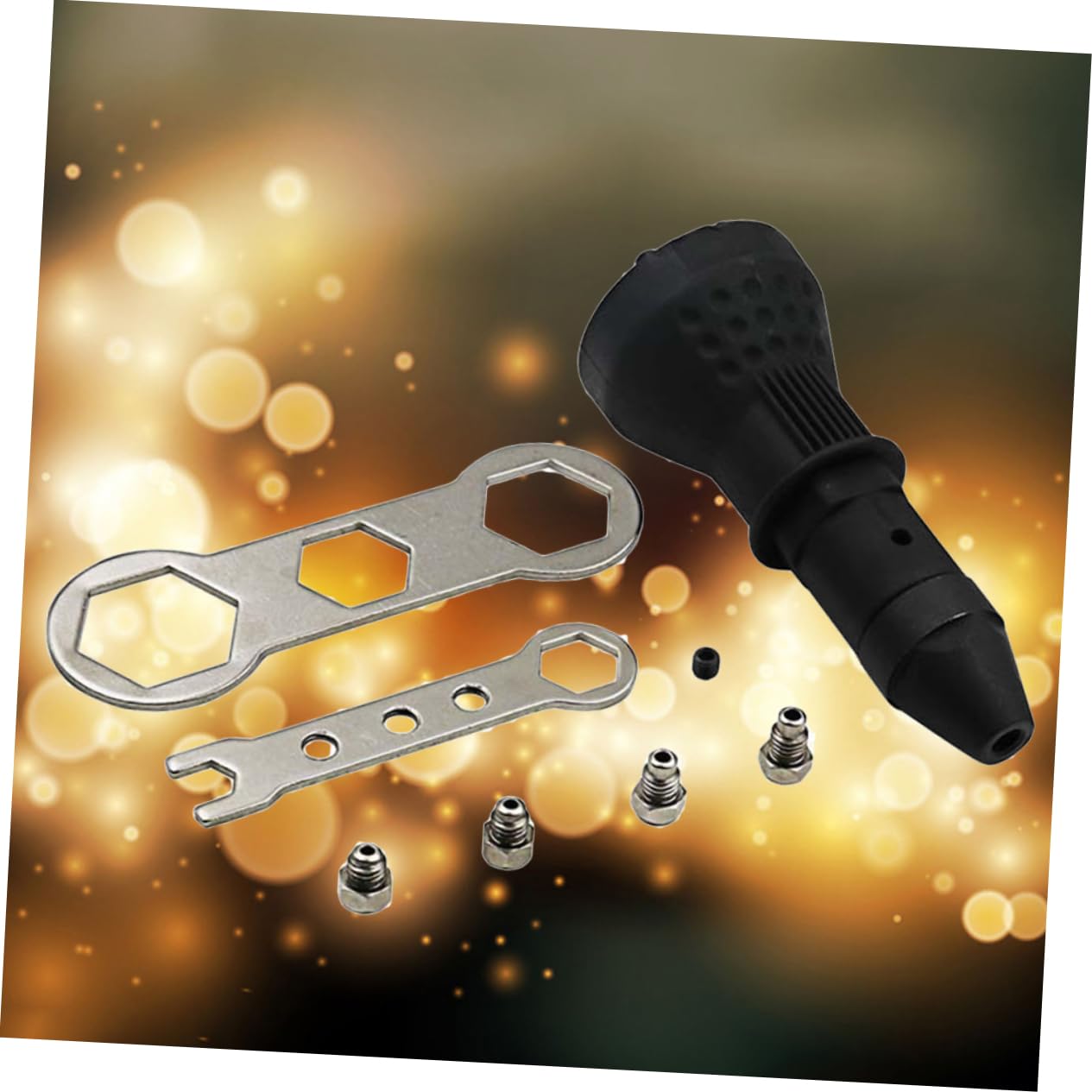 NUOBESTY Adattatore per Trapano Rivettatrice Elettrica Nero in Metallo Testa Filettata, Design Compatto e Ergonomia, Kit da 3 Pezzi per Rivettatura Veloce e Precisa