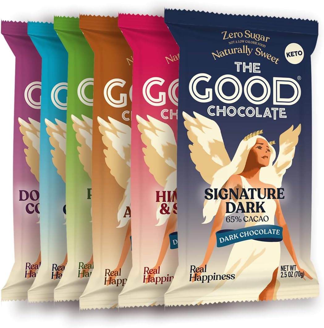 Keto Chocolate Variety Pack, Zero Sugar, Lower Net Carb Snack, Lower Calorie Chocolate Candy Variety Pack, 6 Flavors, 6 Bar Value Pack