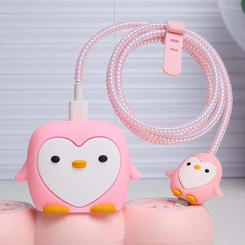 Miniatura 10 de Funda de cargador compatible con iPhone 20 W, adaptador de corriente USB-C, cargador 3D, diseño de dibujos animados, cubierta protectora de cable