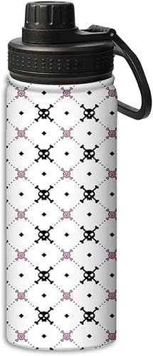 SARNFANS Skull Insulated Water Bottles,18oz Water Bottle,Girly Skull,Stainless Steel Metal Water Bottle, Reusable Thermos Bottle, Cold & Hot Water