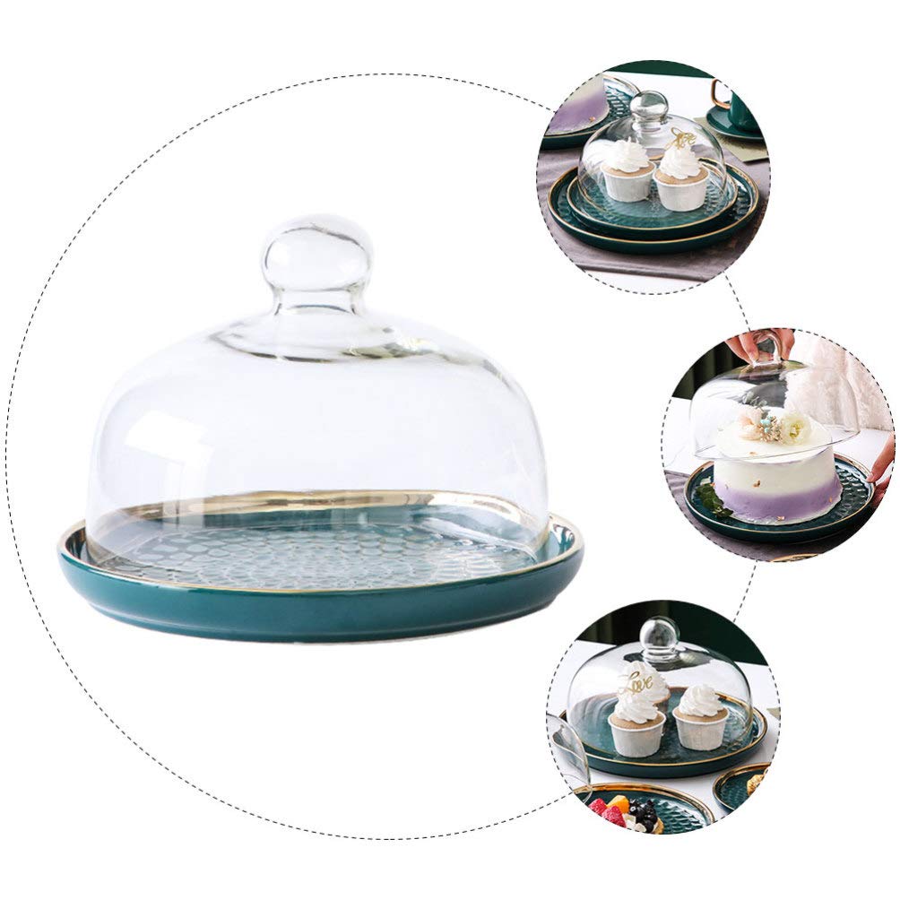 DOITOOL Cake Stand Cake Plate Server with Dome Dessert Cake Cover Butter Dish Dome Tray Plate Fruit Platter 6- inch