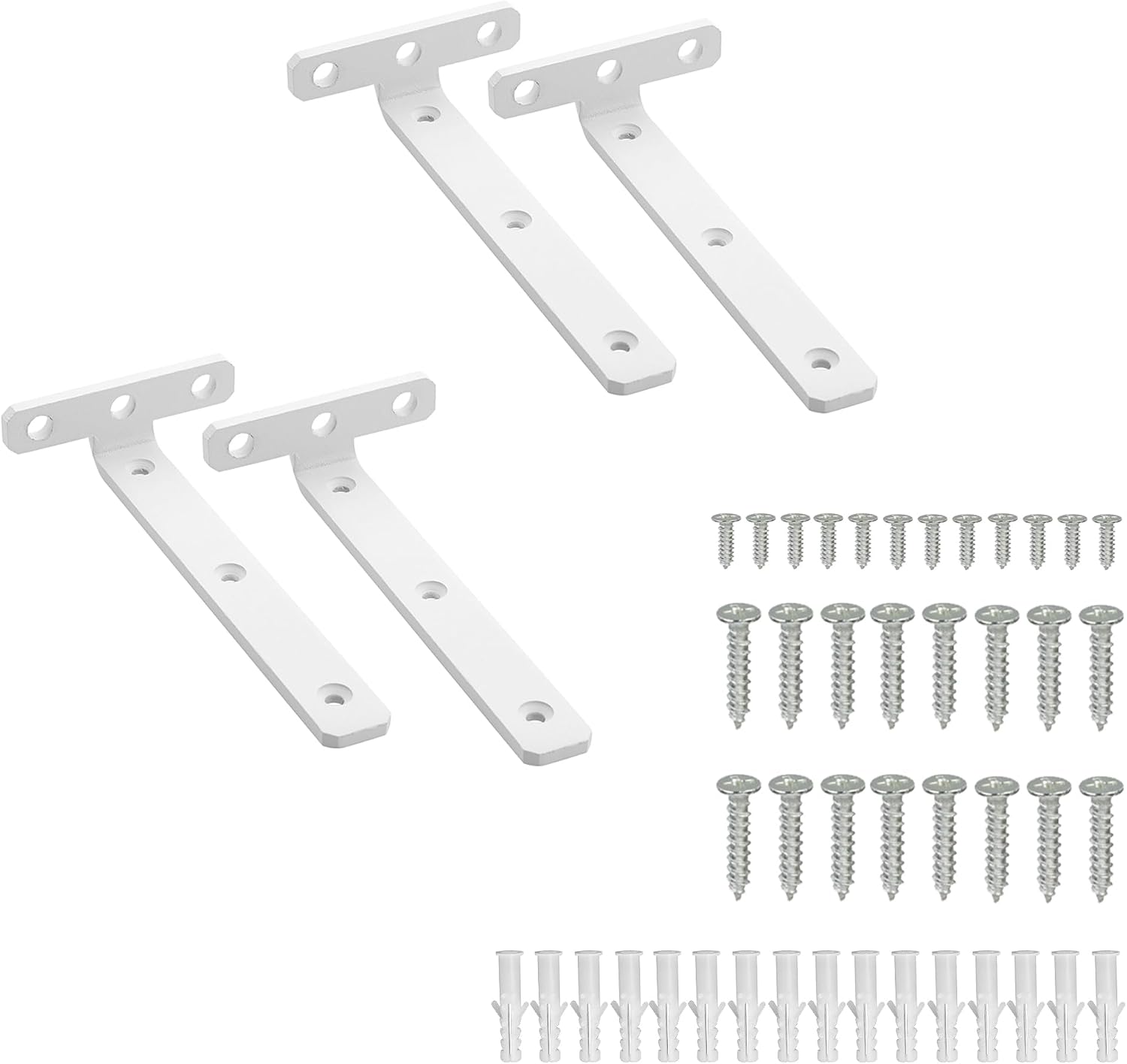 Mooche Set of 4 Floating Shelf Brackets, 15 x 7.5 cm, Invisible Wall Shelves, Durable Floating Shelf Brackets, White