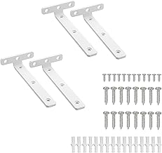 Mooche Shelf Brackets 4 Pack, Wall Floating Shelf Brackets, Heavy-Duty Metal L-Shaped Shelf Bracket, 150MM*75MM*26MM for Shelves Support Wall Hanging Supporting Suspended Items, White