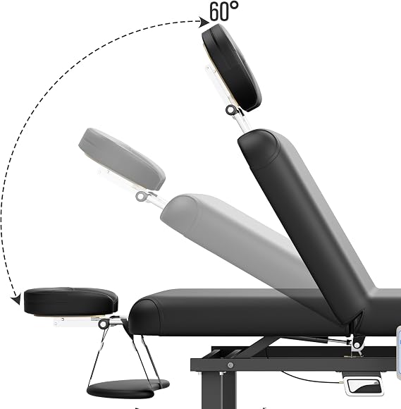 pouseayar Heavy Duty Electric Stationary Massage Table with Heating Function, Backrest Adjustable and Storage Space for Treatment/Medical Spa/Facial/Beauty/Massage Bed - 30 x 75 - Black