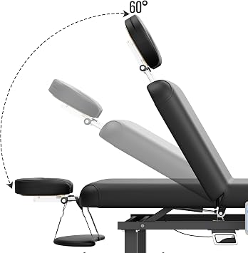 pouseayar Heavy Duty Electric Stationary Massage Table with Heating Function, Backrest Adjustable and Storage Space for Treatment/Medical Spa/Facial/Beauty/Massage Bed - 30 x 75 - Black