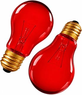 Red 60 Watt Incandescent Light Bulbs, E26 A19 60W Stepless Dimming Red Light Bulbs 540 lm, Vintage Clear Glass Incandescent Filament Bulb for Home (2 Pack)