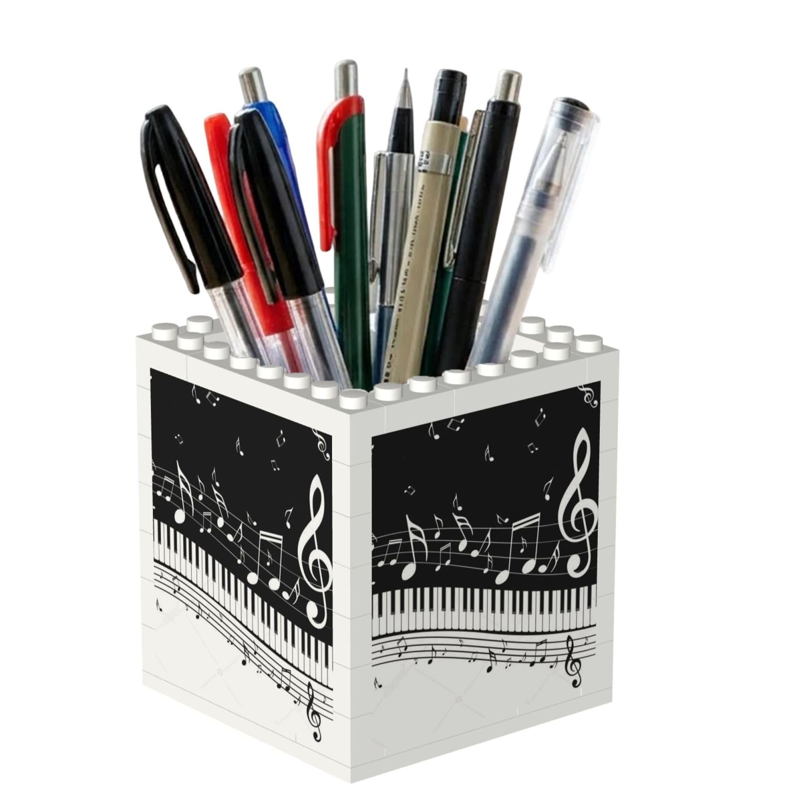 Poadnly Flying Music Notes Musical Piano Keys, Pen Pot Pencil Holder for Office Home School, Compact Desk Organiser for Office Stationery