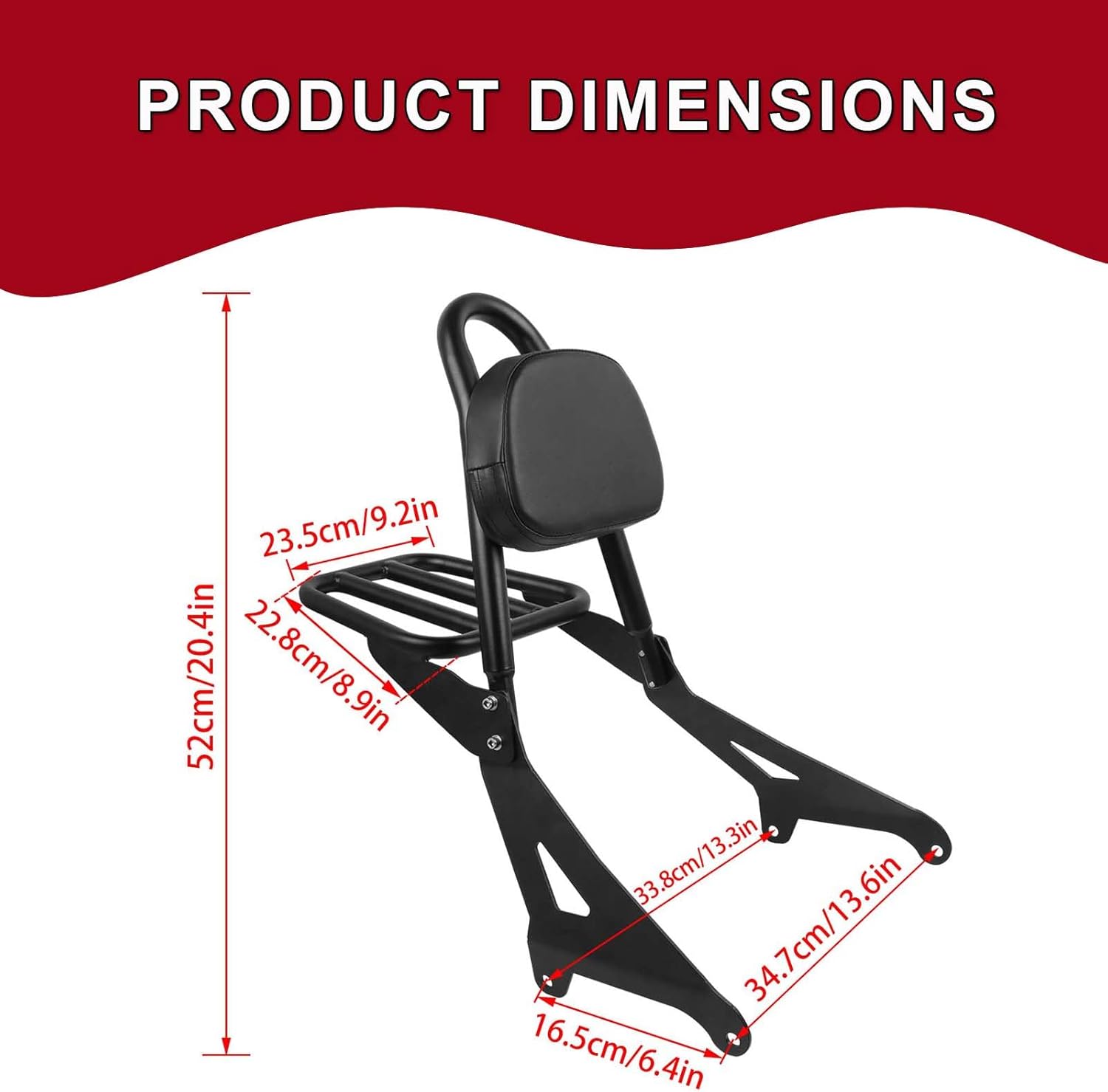 Detachable Backrest Sissy Bar Replacement for Yamaha Stryker XVS1300 XVS 1300 2011-2019 Motorcycle Passenger Backrest