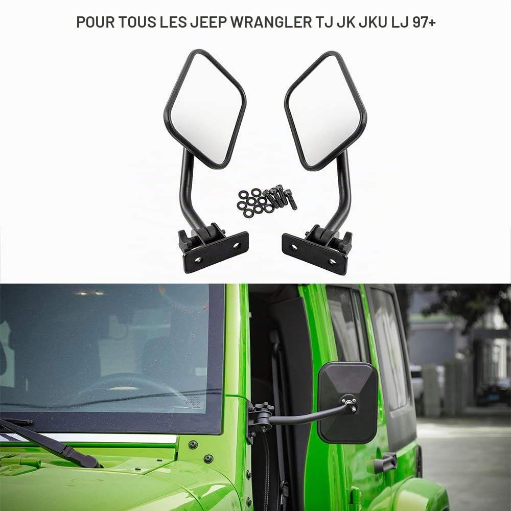 Rétroviseurs latéraux Rétroviseurs 4x4 pour rétroviseurs Tout-Terrain à Ouverture Rapide pour Jeep Wrangler