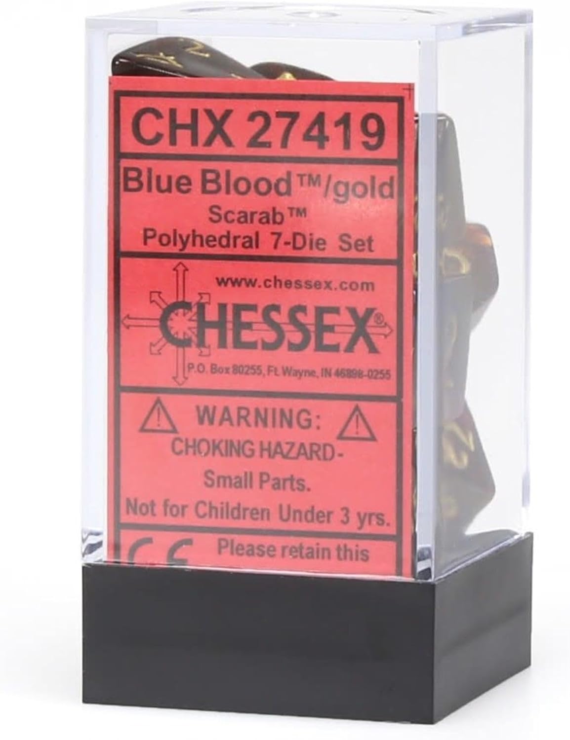 Chessex CHX27419 Dice-Scarab Blue Blood/Gold Set