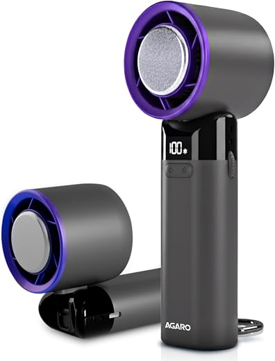 AGARO Regency Mini Handheld Fan with Ice Touch Technology, 100 Adjustable Speeds, 4000mAh Rechargeable Battery, USB-C Char...