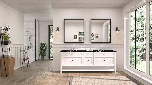 Miniatura 7 de TETOTE Espejo de baño con marco de metal negro de 30 x 36 pulgadas, rectangular, marco negro mate, espejo de tocador para pared, espejo de baño