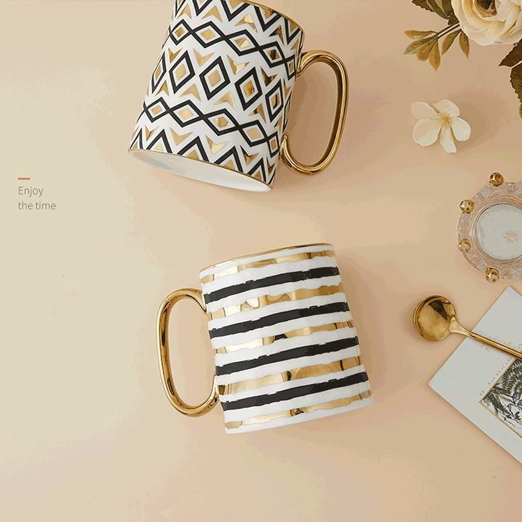 Tazas de Té Tazas Desayuno Taza Creativa Con Taza De Café De Cerámica Dorada Taza De Café De Gran Tamaño Para Bebidas Frías/calientes Fácil De Limpiar Multifuncional Tazas Tazas de Cafe ( Color : A ,