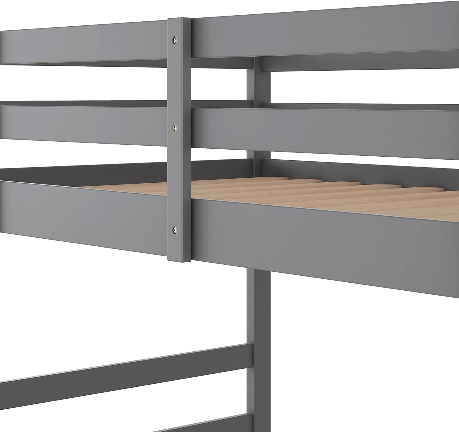 Bellemave Bunk Beds Twin Over Twin Low Bunk Bed Frame Wood Floor Bunkbed for Boys Girls Teens’ Bedroom Dorm, Gray