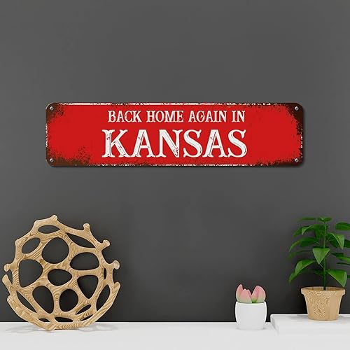 Miniatura 6 de Letrero de metal Back Home Again in Kansas, arte de pared de metal del estado de Kansas, letrero de aluminio con orgullo de la ciudad, fácil de