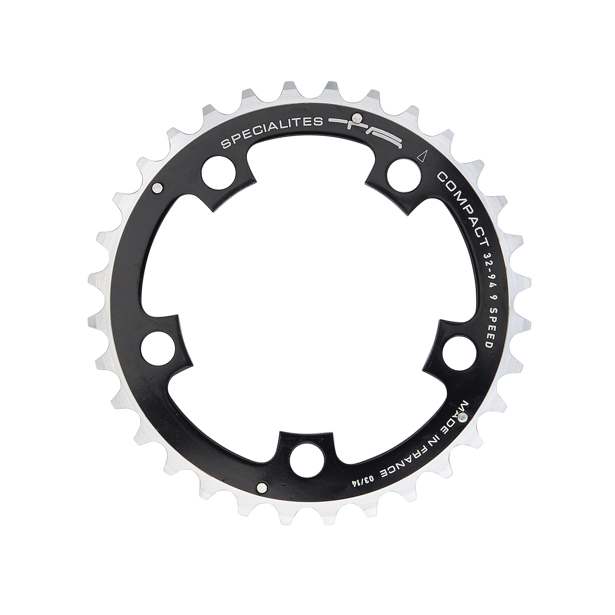 Spécialités TA Compact 94pcd 5 Arm 9 Speed Chainring, Black, Middle 40T — image 1