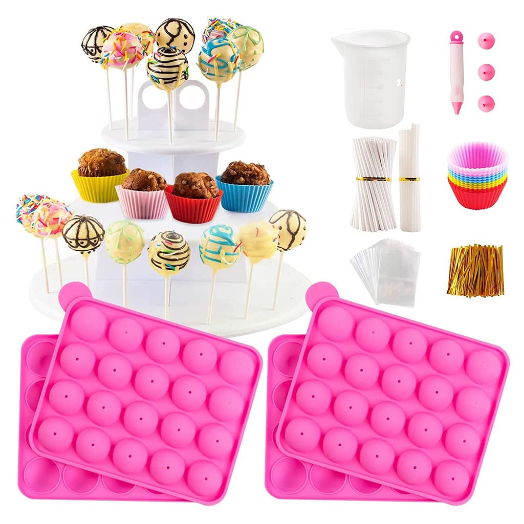 Generisch Cake for Pop Backzubehör mit Silikonformen, Dekorationsstift, Cakepop Sticks, Backgeschenk, kostengünstiges und wiederverwendbares Cake Pop Zubehör
