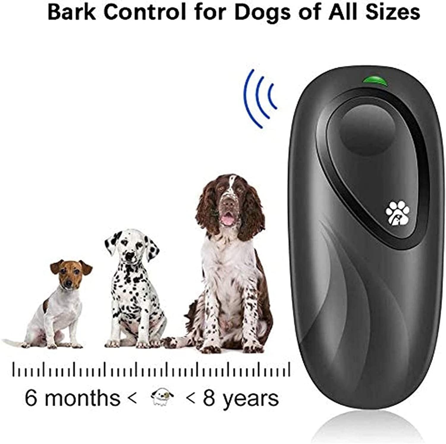 Disuasión ultrasónica de ladridos de perros, dispositivo 2 en 1 for entrenamiento de perros y control de ladridos, dispositivo antiladridos, rango de control de 16.4 pies, batería incluida, indicador