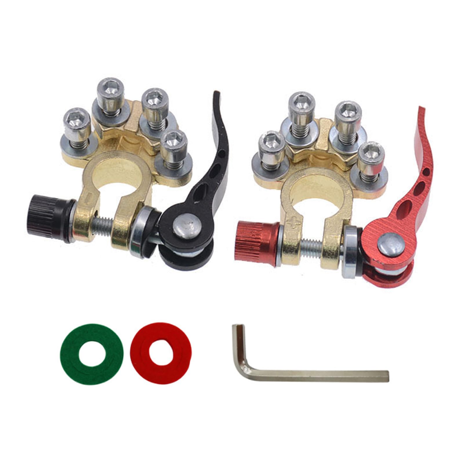 2 PCS Car Power Supply Clamp, Alloy Material Positive Negative Quick-release Pile Connector Terminal Blocks, Modification Accessories, Suitable for Most Cars, Trucks, SUVs (Multicolored #02)