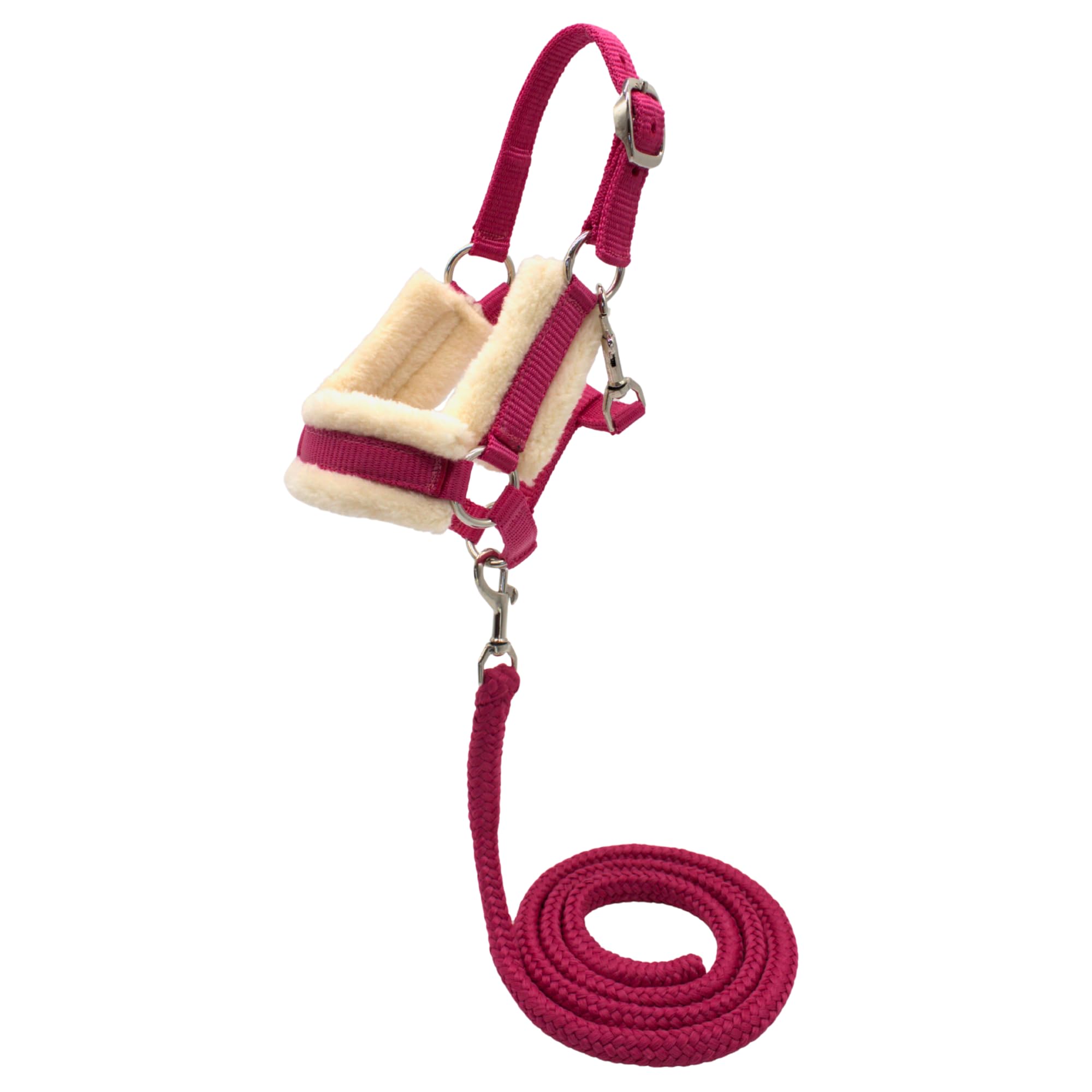 PFIFF Hobby Horse 103129 Little Lou Halter Set with Fluffy Fur Underlay and Lead Rope, Adjustable Size, Pink