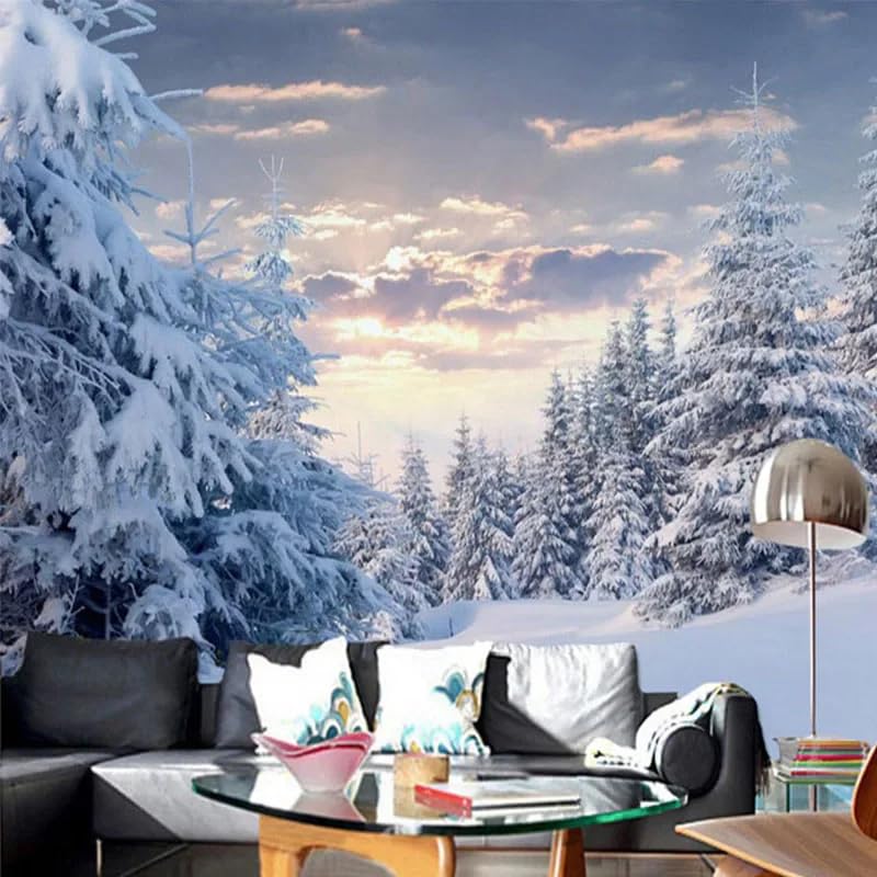 Papier peint soie de luxe paysage montagne enneigée 400 x 300 cm