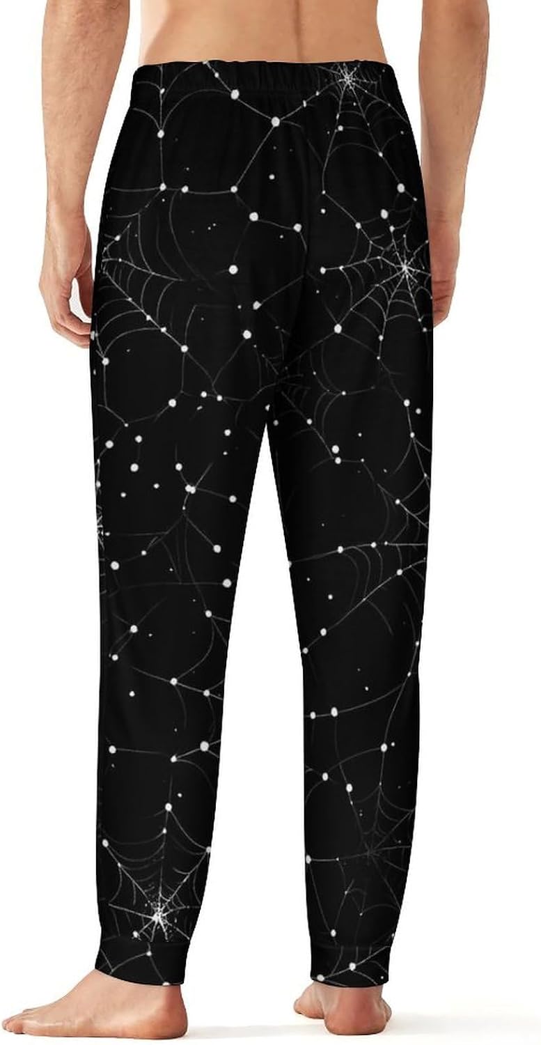 Halloween Spiderweb Print Mens Pajama Pant Soft Sleep Pants Loungewaer Casual Pj Bottoms