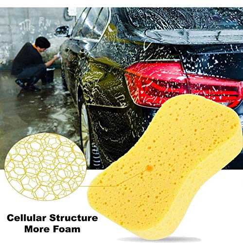 Image of CAR SAAZ Washing Sponge for Car & Bike | Super Absorbent Multipurpose Yellow Sponge (Pack of 2) | Large Size Foam Cleaning Sponge, Durable & Long-Lasting
