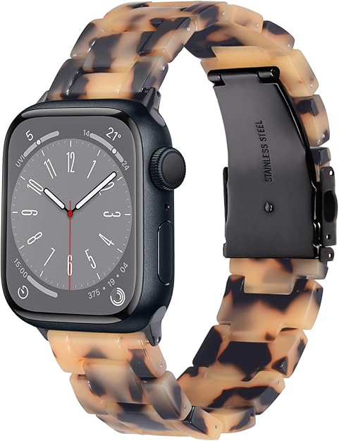 CRIS-BAND Compatible with Resin Apple Watch Bands Series 7/8/9/10/11 46mm 45mm 44mm 42mm for Women,Fancy Strap for iWatch Ultra 3/2 49mm Series 6/5/4/3/2/1/SE3 Slim Light Bracelet Wristband