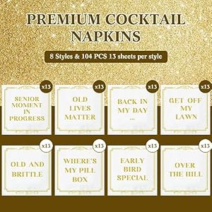 Pasimy 104 Pcs Funny Cocktail Napkins Fun and Witty Paper Napkins, Party Napkins for Wedding Reception, Engagement Party, Bridal Shower, Birthday, 8 Different Phrases Pasimy 104 Pcs Funny Cocktail Napkins Fun and Witty Paper Napkins Party Napkins for Wedding Reception Engagement Party Bridal Shower Birthday 8 Different Phrases