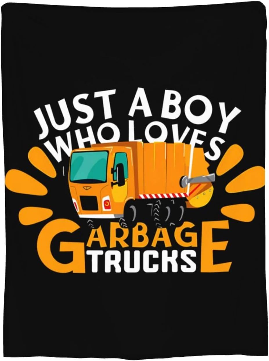 Just A Boy Who Loves Garbage Trucks Blanket Tapestry Sofa Bed Fuzzy Plush Luxury Flannel Super Cozy All Seasons Microfiber Warm Decorative Lightweight Bedroom 60""x50"", Painting