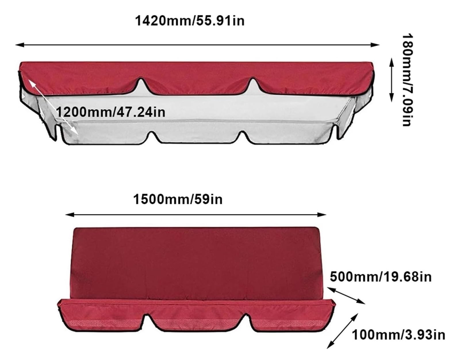 Funda para Asiento de Columpio de jardín, Columpio Asiento de jardín Cubierta Repuesto for Porche Multicolor
