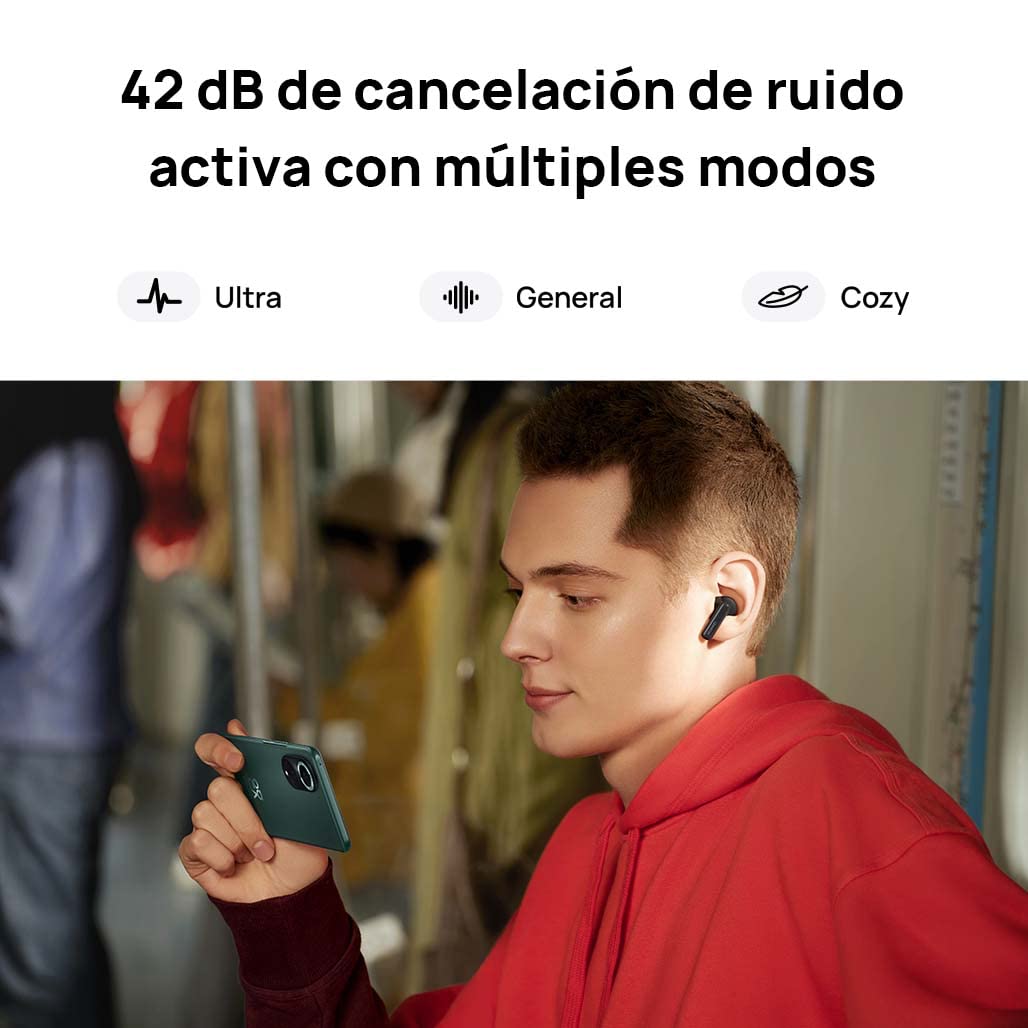HUAWEI FreeBuds 5i Auriculares Inalámbricos, para iOS Android Windows,Negro | Bluetooth 5.2, Control Deslizar, Hi-Res Audio, 3 Modos ANC, 28 Horas de Batería, IP54, Doble Conexión