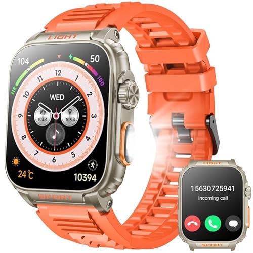 Smartwatch Fitnessuhr Armbanduhr mit Telefonfunktion Sportuhr: 1,91 Zoll Touchscreen Smart Watch Herren mit Pulsmesser Schrittzähler Fitness Tracker Uhr IP68 Wasserdicht Kompatibel iOS und Android