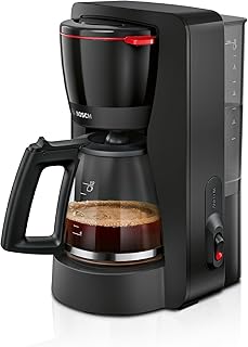 Bosch - Cafetera de Goteo, Jarra de Cristal Ergonómica, Depósito de Agua Extraible, Filtro Extraible, Apagado Automático, Anti Goteo, Negro, TKA2M113