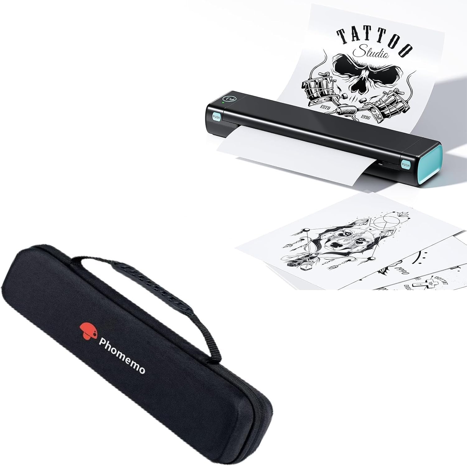Phomemo M08F Portable Tattoo Transfer Stencil Printer & Case, Bluetooth Wireless Inkless Thermal Printers for Travel & Office Compatible with Android and iOS Phone & Laptop